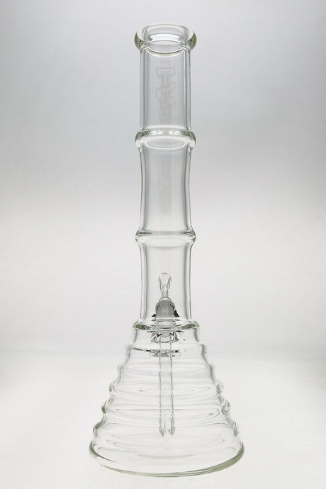 Thick Ass Glass 16" Bamboo Beaker Bong, 7MM Quartz, Clear Glass, Front View on White