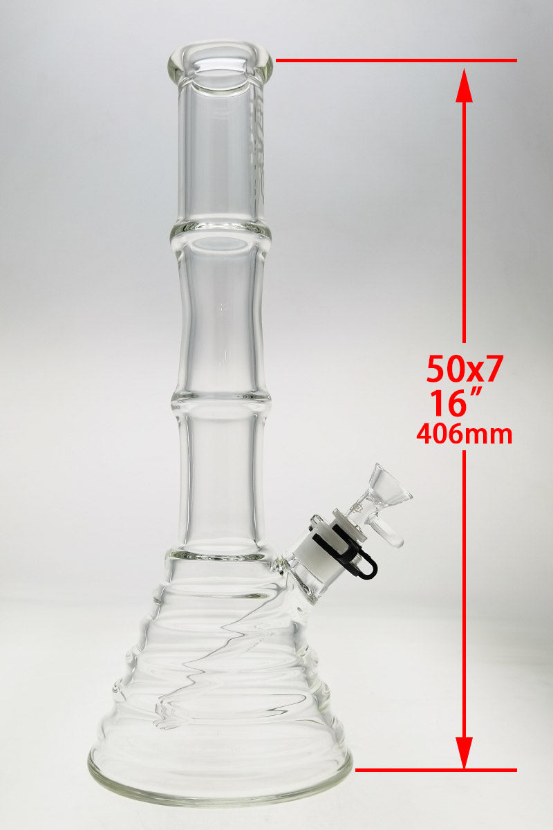 TAG 16" Beaker Bong with Bamboo Design, 7mm Thick Quartz Glass, 18/14MM Downstem