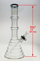 TAG 16" Beaker Bong with 50x7MM Bamboo Design, 18/14MM Downstem, Front View