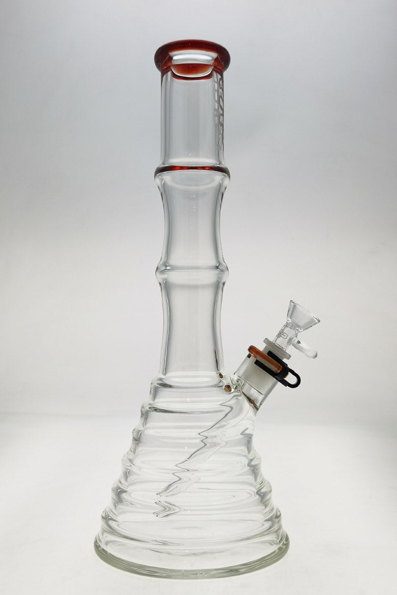 TAG 16" Beaker Bamboo Bong with 18/14MM Downstem, 7mm Thick Quartz Glass, Front View