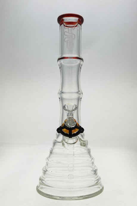Thick Ass Glass 16" Bamboo Beaker Bong, 7MM Quartz, Clear with Black Accents, Front View