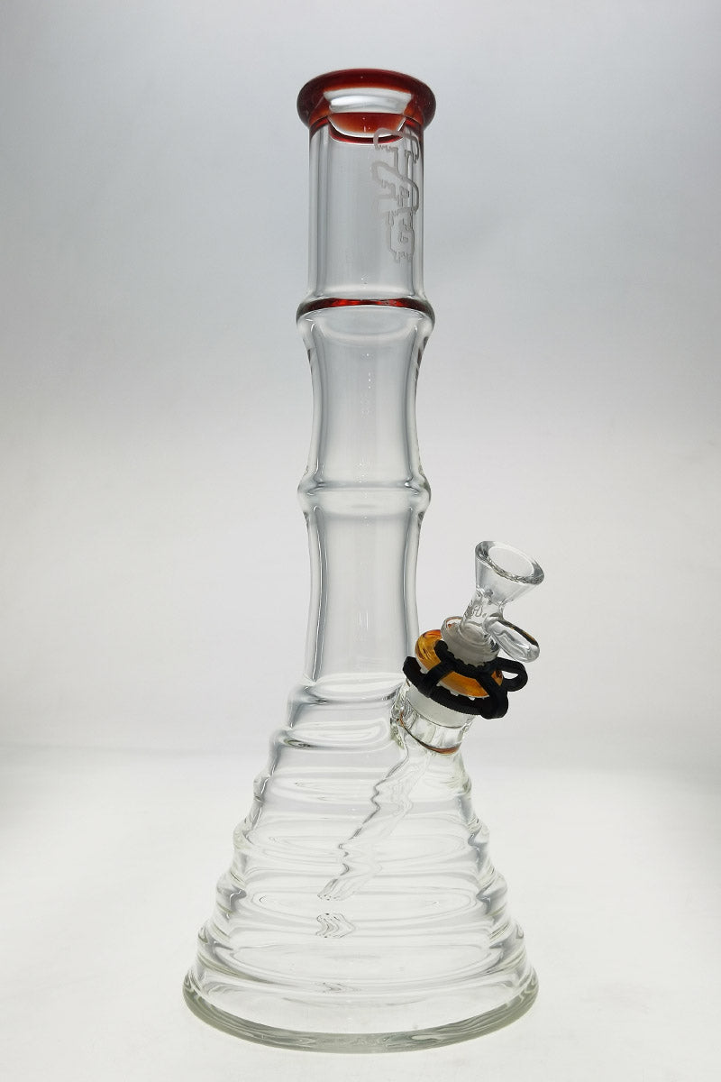 TAG 16" Beaker Bamboo Bong with 7mm Thick Glass and 18/14MM Downstem - Front View
