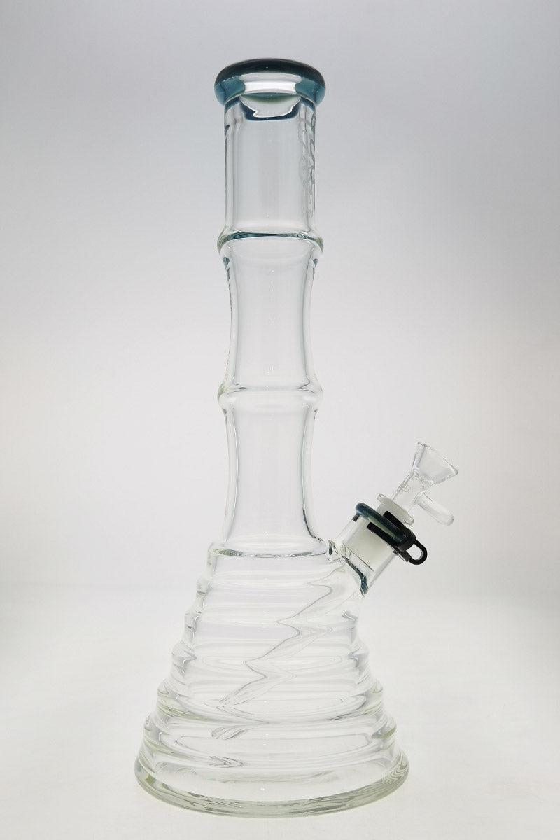 TAG 16" Beaker Bamboo Bong, 50x7MM, with 18/14MM Downstem, Thick Glass, Front View