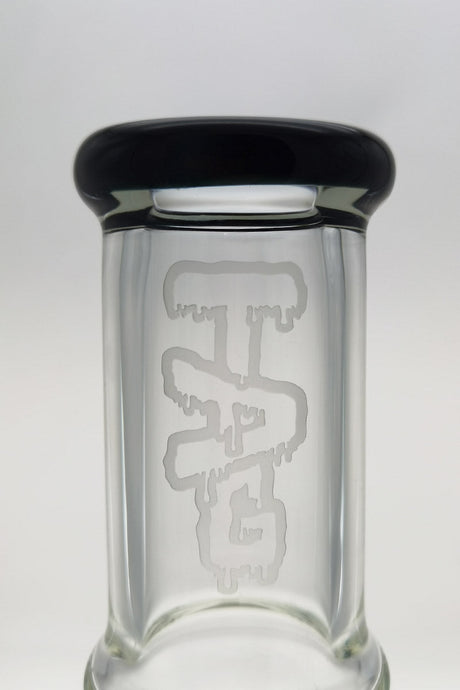 Close-up of TAG 16" Beaker Bamboo Bong with 7mm thick glass and 18/14MM downstem