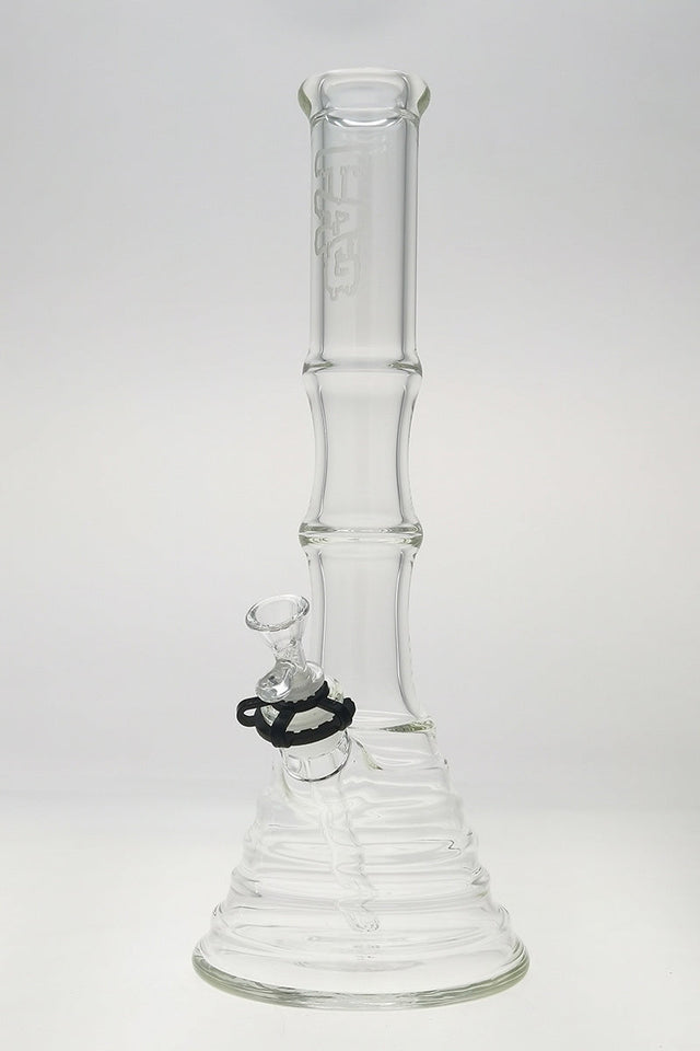 TAG 16" Beaker Bamboo Bong 50x7MM with 18/14MM Downstem, Front View on White Background
