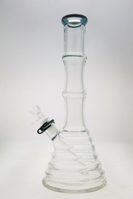 TAG 16" Beaker Bamboo Bong with Blue Slyme Accents, 7mm Thick Glass, Side View