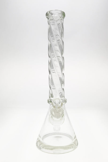 Thick Ass Glass 16" Beaker Bong with Helical Rod, 50x7MM Glass, Front View on White Background