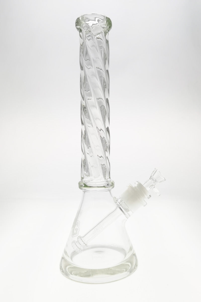 TAG 16" Beaker Bong with Helical Rod, 50x7MM Thick Glass, 28/18MM Downstem - Front View