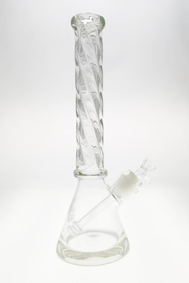 TAG 16" Beaker Bong with Helical Rod, 50x7MM Thick Glass, 28/18MM Downstem - Front View
