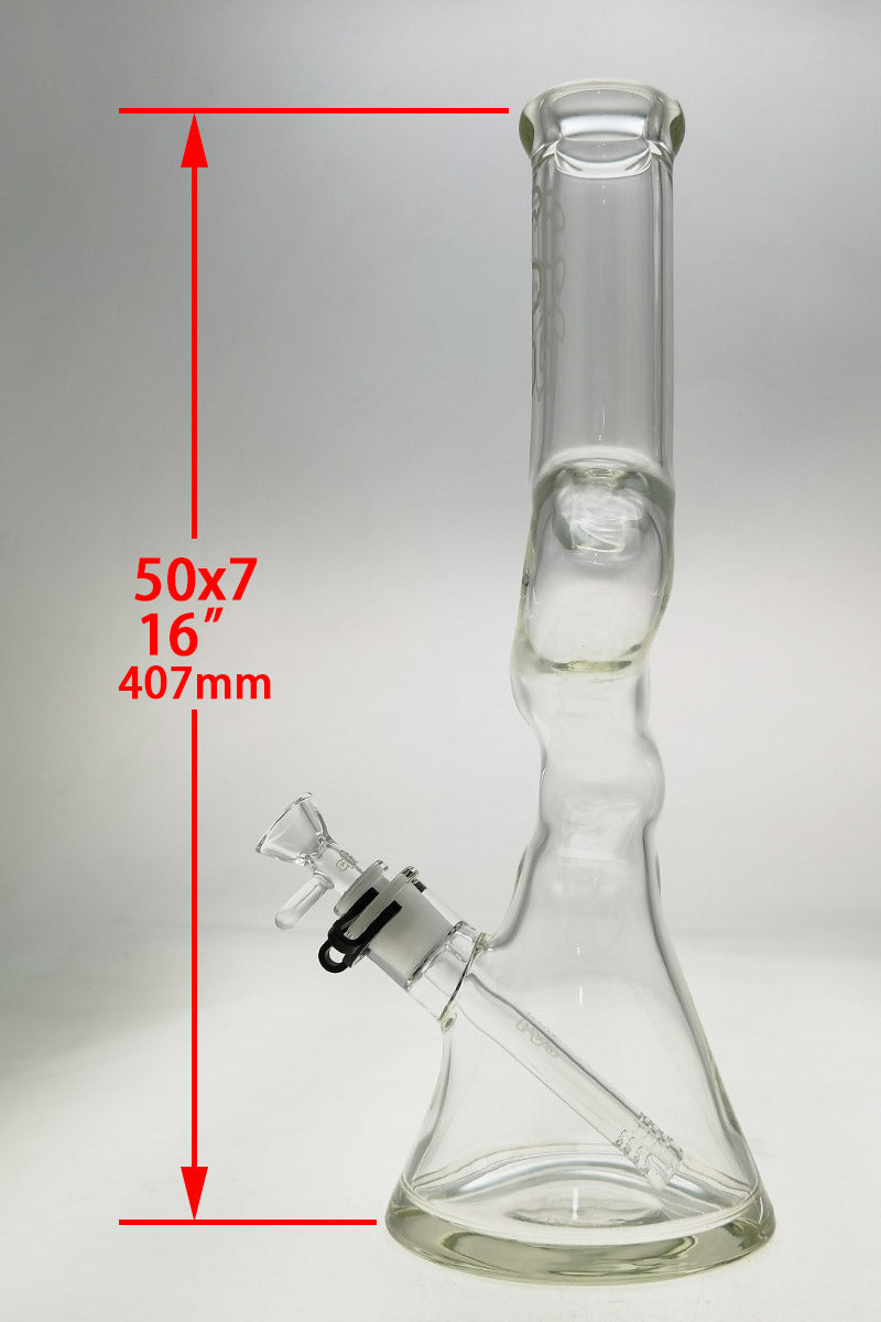 TAG 16" Beaker ZONG Bong with 18/14MM Downstem, Thick 7mm Glass - Front View