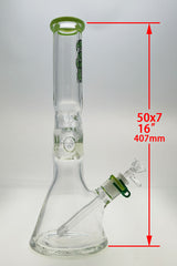 TAG - 16" Beaker ZONG with 18/14MM Downstem, 50x7MM thick glass, front view on white background