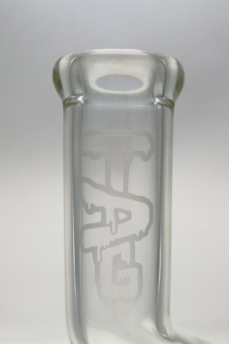 TAG 16" Beaker ZONG with 50x7MM thickness and 18/14MM Downstem, close-up side view