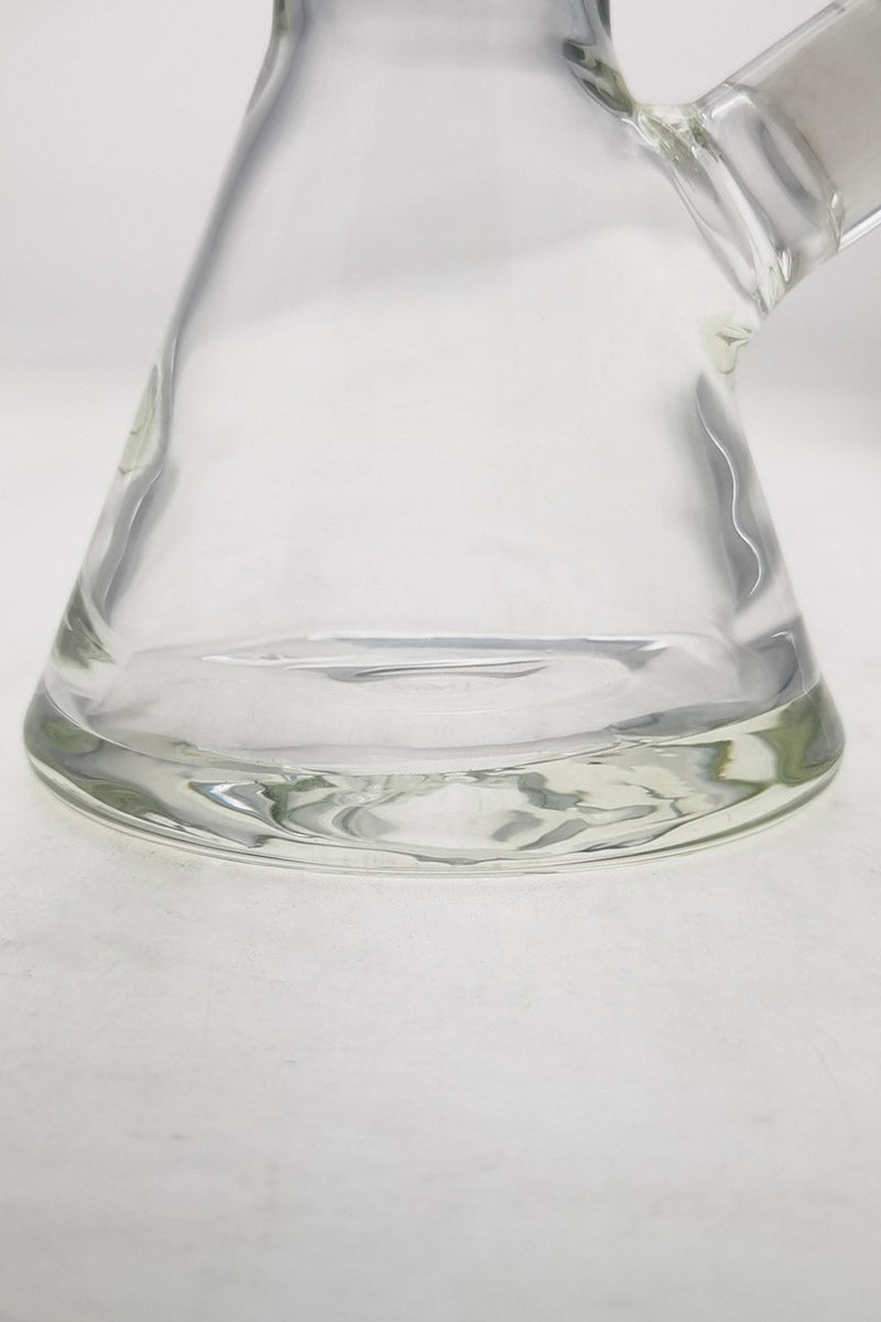 Close-up of TAG 16" Beaker ZONG's thick base, 50x9MM borosilicate glass, side angle view