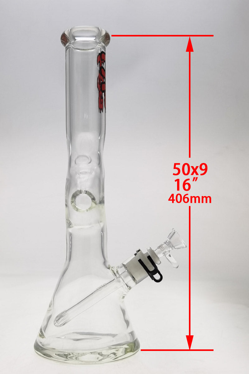 TAG 16" Beaker ZONG Bong with Thick 9mm Borosilicate Glass and Downstem Front View