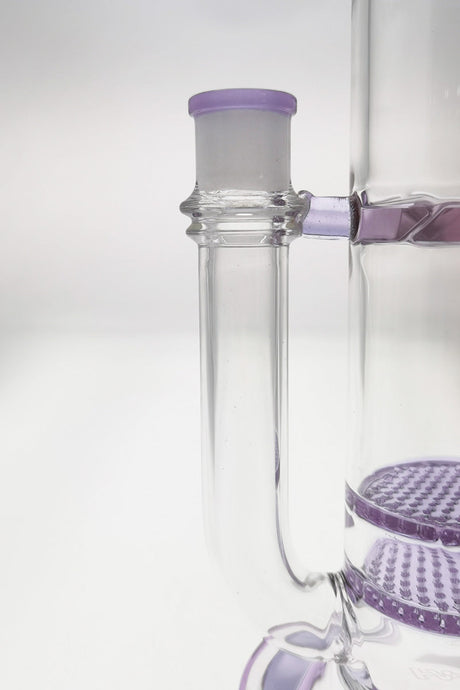 Close-up of Thick Ass Glass 16" Bong with Purple Honeycomb Percolator and 18mm Female Joint
