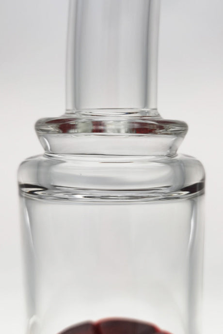Close-up of Thick Ass Glass 16" Double Honeycomb Bong neck with clear glass detail