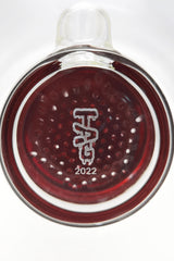 Close-up of TAG logo on Double Honeycomb Bong Base with 18MM Female Joint
