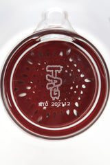 Close-up view of TAG 16" Bong's double honeycomb percolator with logo detail