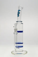 TAG 16" Bent Neck Bong with Double Honeycomb, Spinning Splash Guard, Blue Accents, Front View