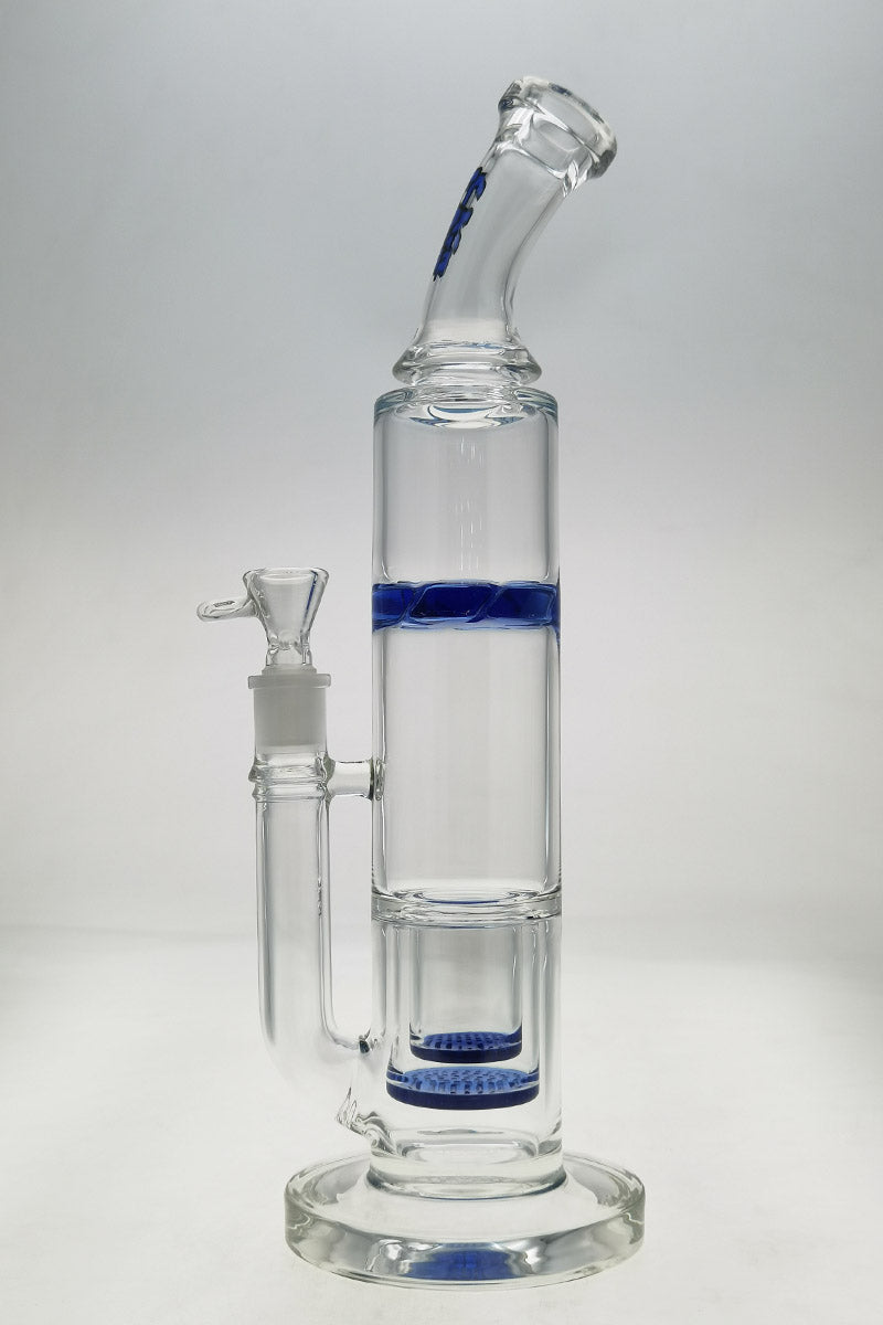 TAG 16" Bent Neck Bong with Double Honeycomb & Splash Guard, 18MM Female Joint