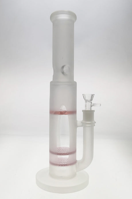 Thick Ass Glass 16" Quartz Bong, Double Honeycomb, Spinning Guard, Front View on White