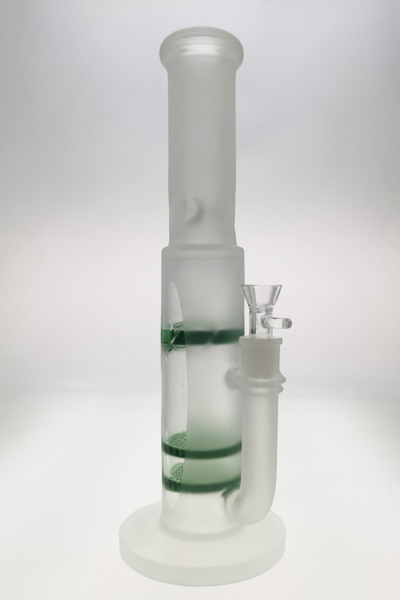 TAG 16" bong with double honeycomb & spinning splash guard, 50x7MM thick quartz, front view