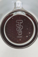 Close-up of TAG 16" Double Honeycomb Bong Base with Engraved Logo