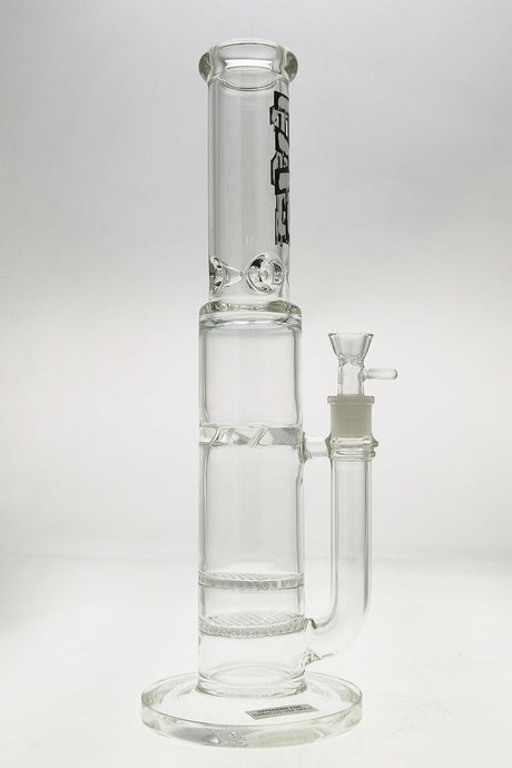 Thick Ass Glass 16" Quartz Bong, Double Honeycomb Percolator, Spinning Guard, Front View