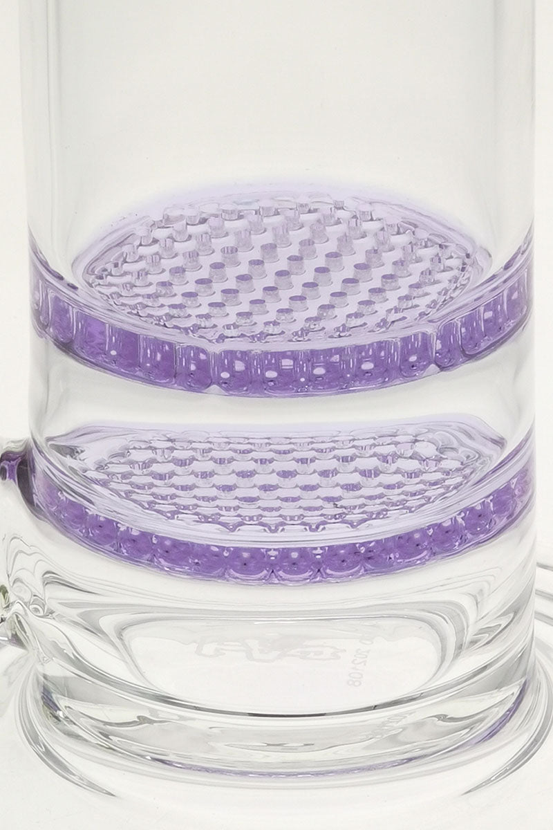 Close-up of TAG 16" Double Honeycomb Bong with Spinning Splash Guard and Thick Glass