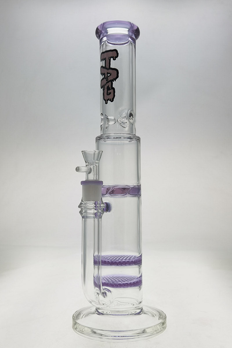 TAG 16" Double Honeycomb Bong with Spinning Splash Guard, 50x7MM, 18MM Female Joint