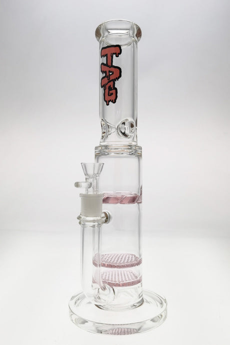 Thick Ass Glass 16" Quartz Bong with Double Honeycomb and Spinning Guard, Front View