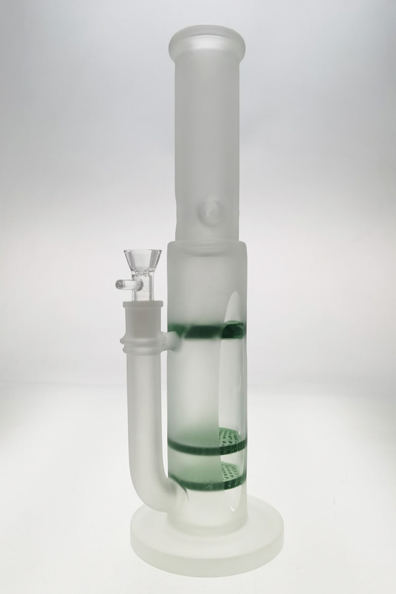 TAG 16" Double Honeycomb Bong with Spinning Splash Guard, Green Accents, Front View