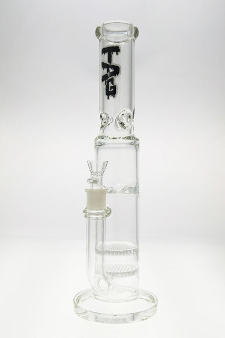 TAG 16" Double Honeycomb Bong with Spinning Splash Guard, 50x7MM Clear Glass, Front View