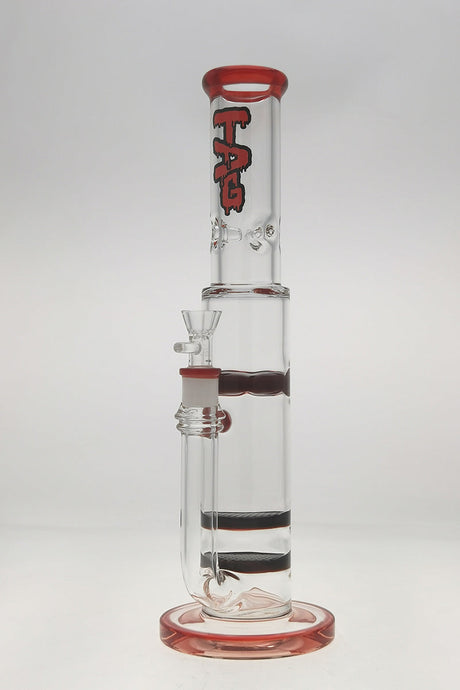 TAG 16" Double Honeycomb Bong with Spinning Splash Guard, Red Accents, Front View