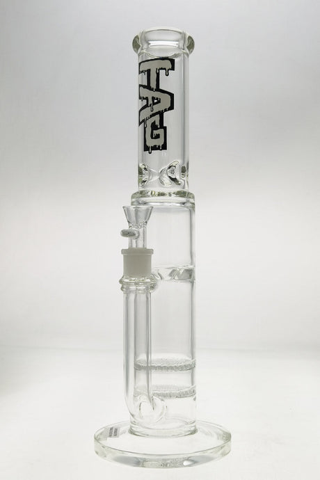 TAG 16" Double Honeycomb to Spinning Splash Guard Bong, 50x7MM Clear Front View