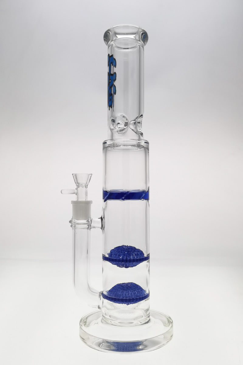TAG 16" Bong with Double Netted Disc Diffuser and Spinning Splash Guard, Tie Dye, Front View