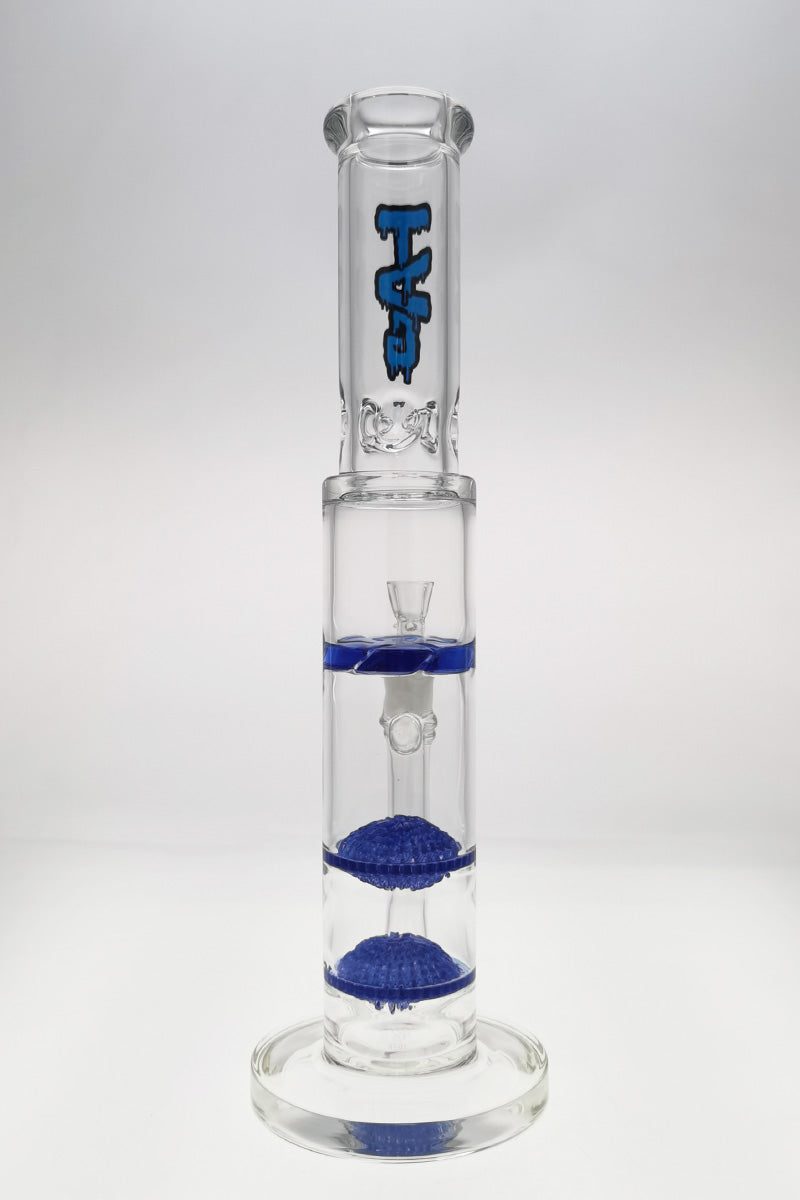 TAG 16" Tie Dye Double Disc Diffuser Bong with Spinning Splash Guard, Front View