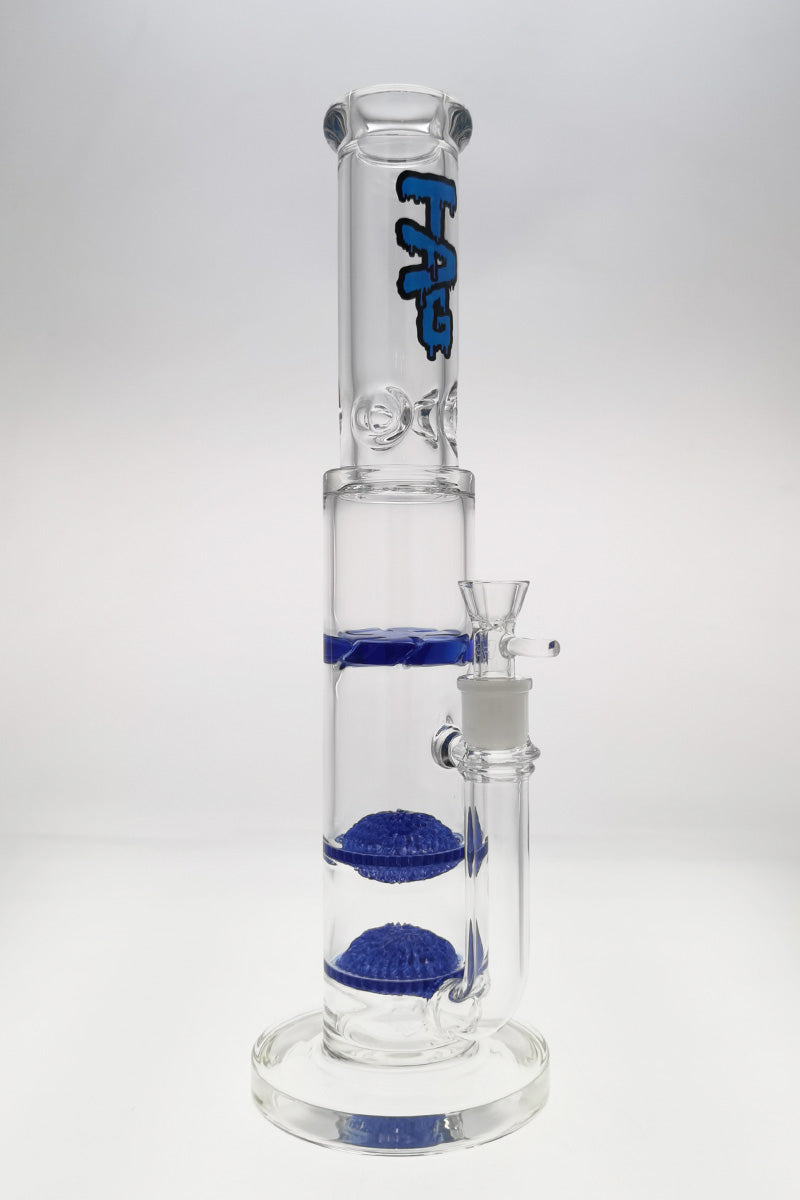 TAG 16" Tie Dye Double Disc Diffuser Bong with Spinning Splash Guard, 18MM Female Joint
