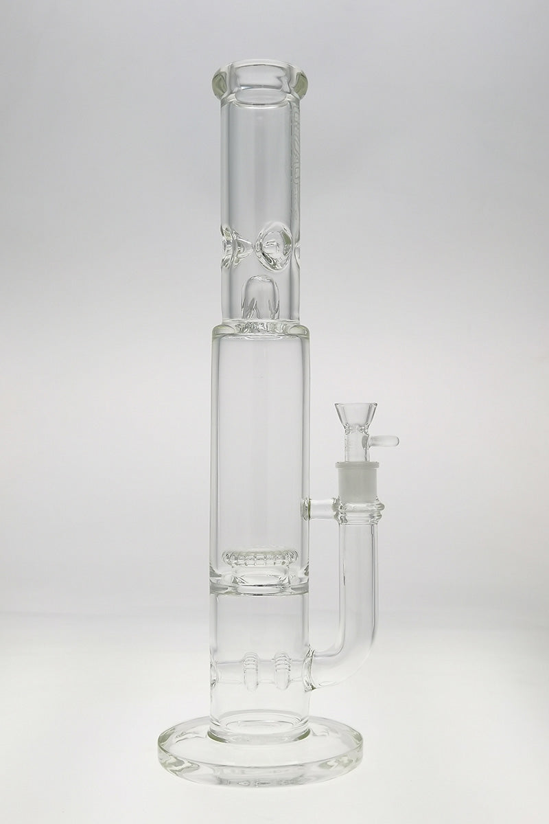 TAG 16" Double UFO Inline to Showerhead Bong, 50x7MM, Front View on White