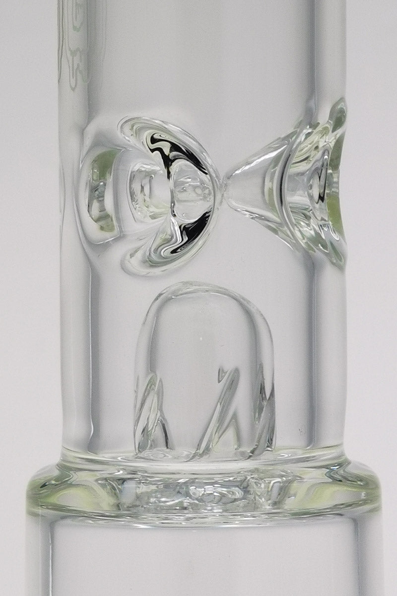 Close-up of TAG 16" Bong with Double UFO & Inverted Showerhead Percolators, 7mm Thick Glass
