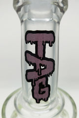 Close-up of TAG bong logo on Double UFO Inverted Showerhead Klein Recycler