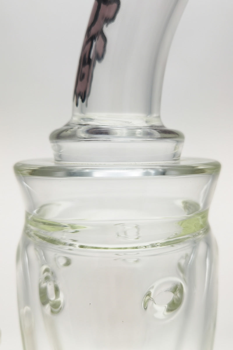 Close-up of TAG 16" Klein Recycler's intricate percolators and 18MM Female joint