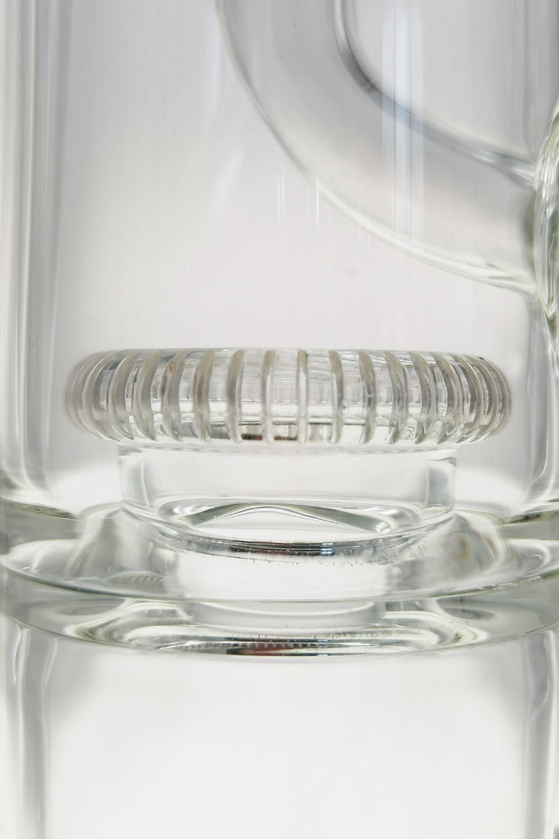 Close-up of TAG 16" bong with Double UFO and Super Slit Inverted UFO percolators, 18MM Female joint