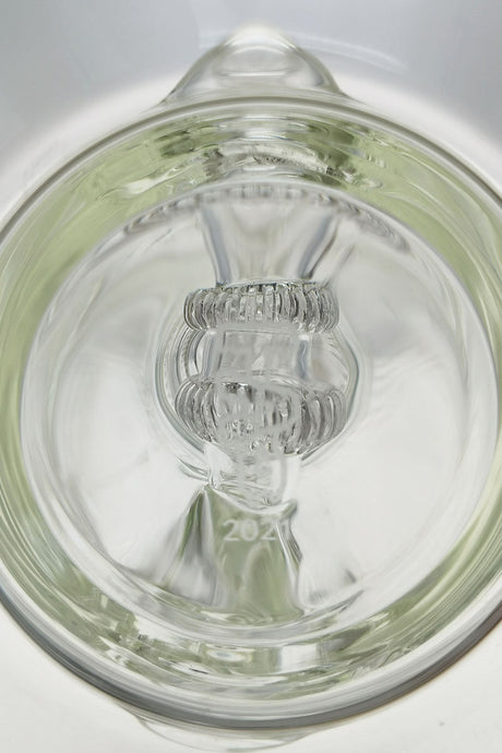 TAG 16" bong with double UFO and inverted showerhead percs, top view on white background