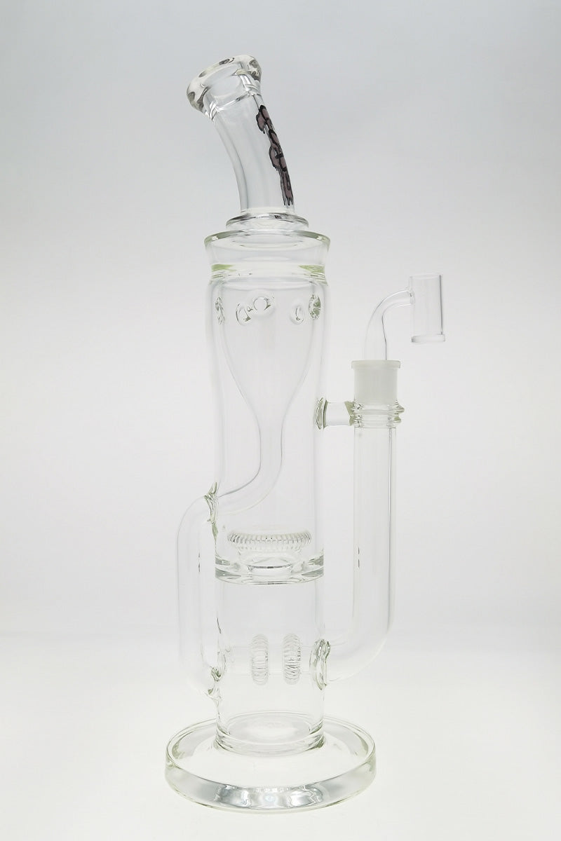 TAG 16" Double UFO Inline to Super Slit Inverted UFO Showerhead Klein Recycler Bong, 18MM Female Joint
