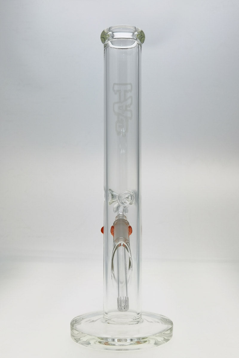 TAG 16" Straight Tube Bong 50x5MM with 18/14MM Downstem, Front View on White Background
