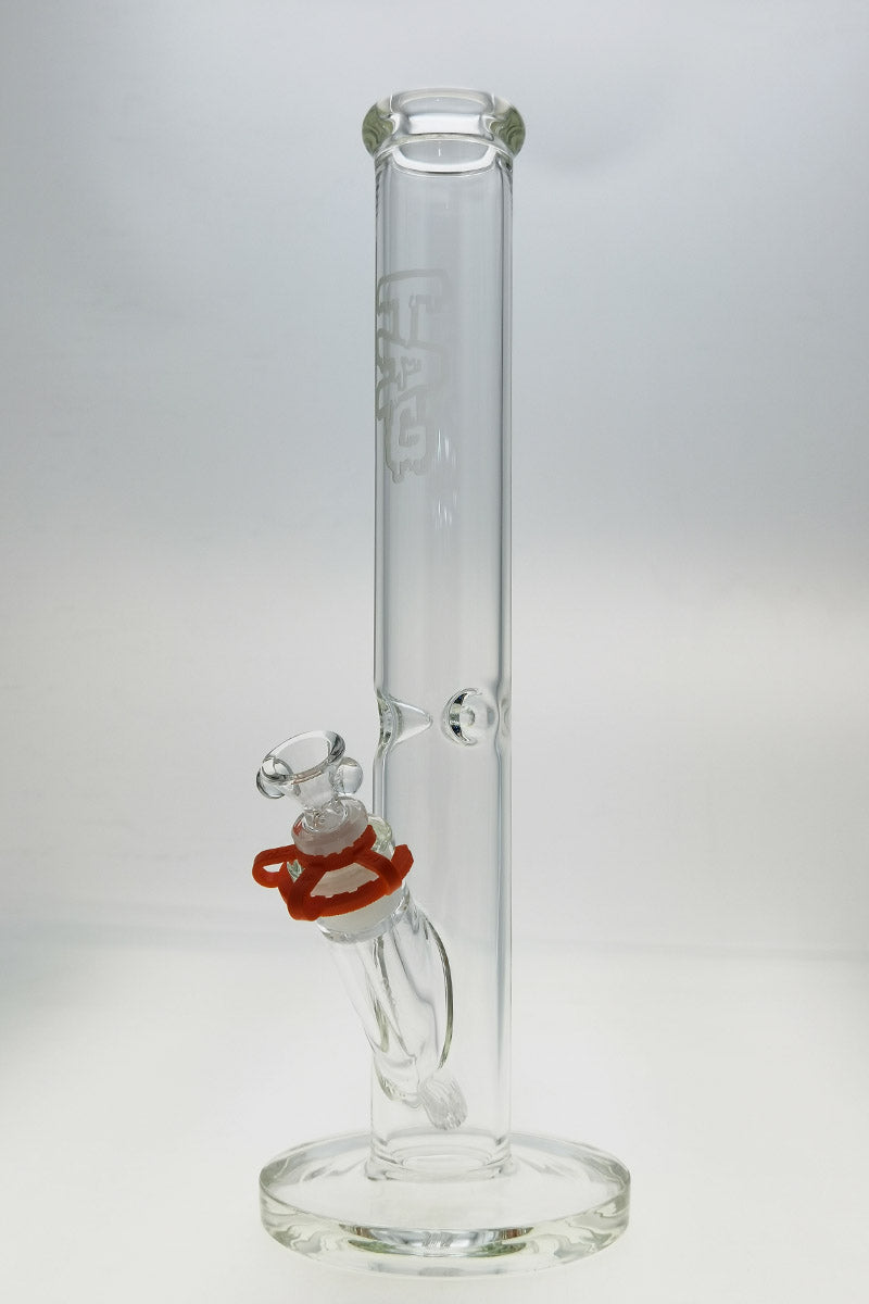 TAG 16" Straight Tube Bong 50x5MM with 18/14MM Downstem front view on white background
