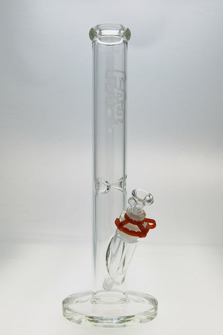 TAG 16" Clear Straight Tube Bong with Wavy Logo, 50x5MM Glass, Front View