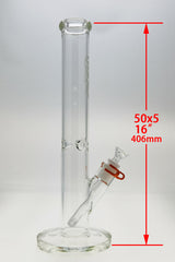 TAG 16" Straight Tube Bong 50x5MM with 18/14MM Downstem Front View