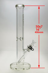 TAG 16" Straight Tube Bong 50x7MM with 18/14MM Downstem, Front View on White Background